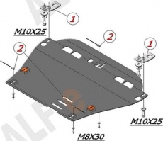 Защита алюминиевая Alfeco для картера и КПП Honda Crosstour 2011-2021